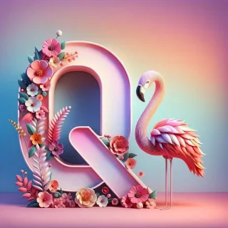 Flamingo — letter Q (variant 2)