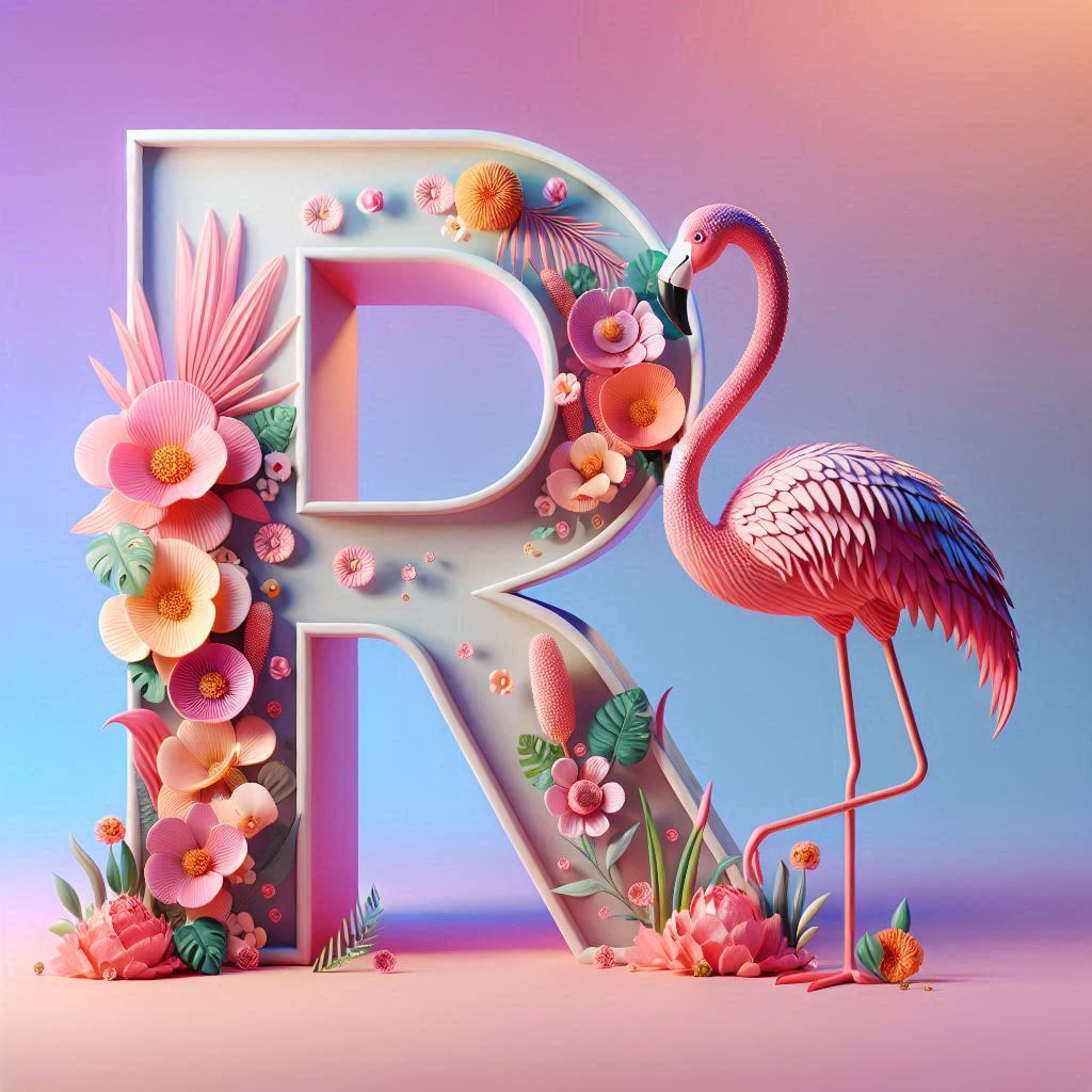 Flamingo — letter R (variant 2)