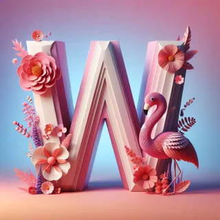 Flamingo — letter W (variant 2)