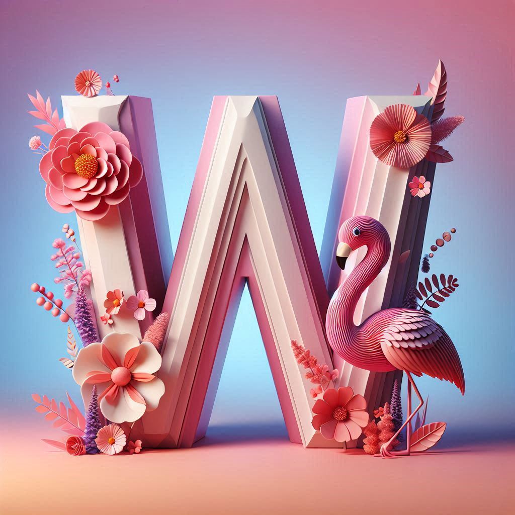 Flamingo — letter W (variant 2)