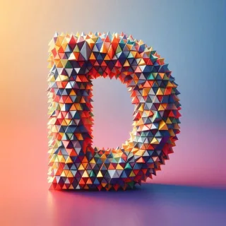 Geometric shapes — letter D (variant 2)