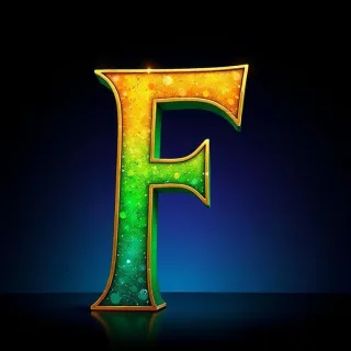Gold and green bright — letter F