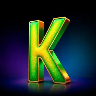 Gold and green bright — letter K