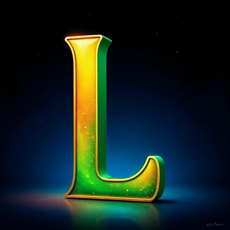 Gold and green bright — letter L