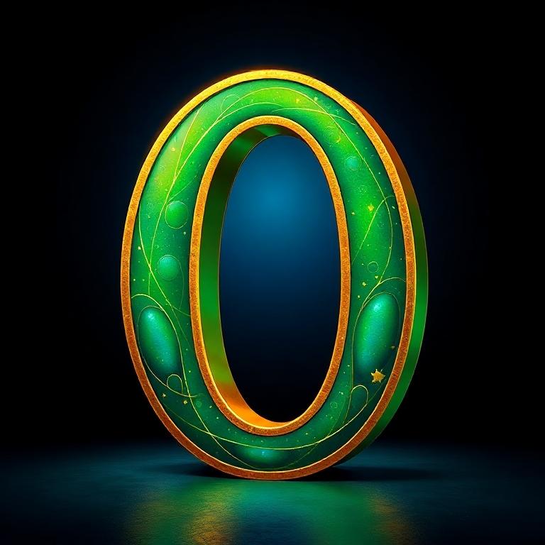 Gold and green bright — letter O