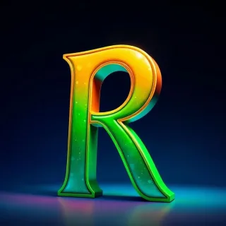 Gold and green bright — letter R