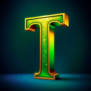 Gold and green bright — letter T