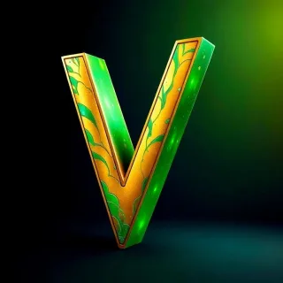 Gold and green bright — letter V
