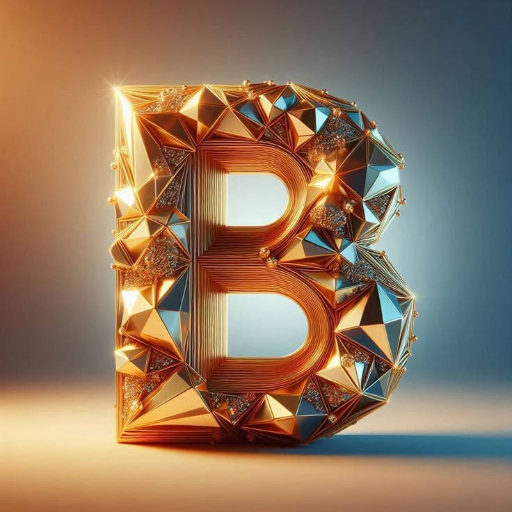 Gold crystal — letter B