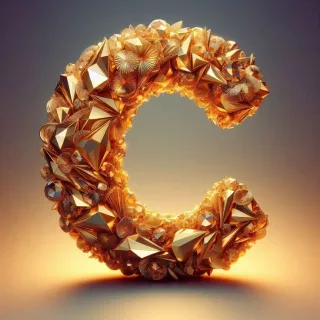 Gold crystal — letter C