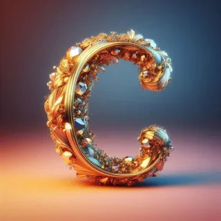 Gold crystal — letter C (variant 2)