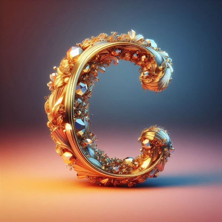 Gold crystal — letter C (variant 2)