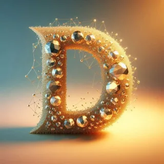 Gold crystal — letter D