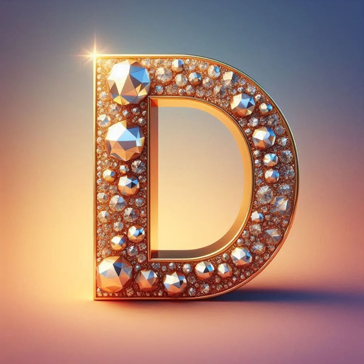 Gold crystal — letter D (variant 2)