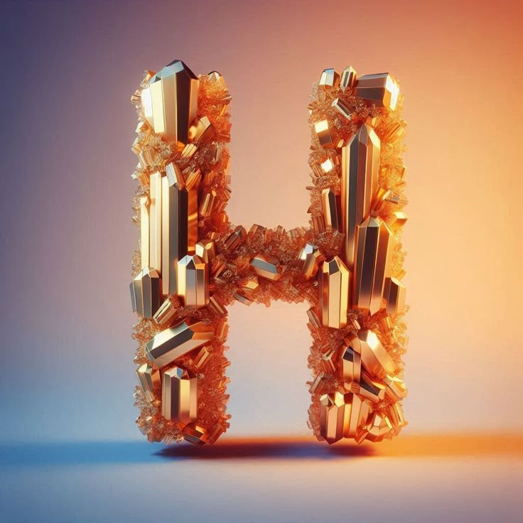 Gold crystal — letter H