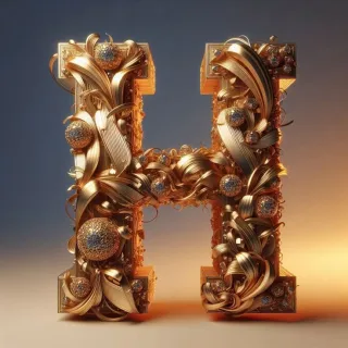 Gold crystal — letter H (variant 2)