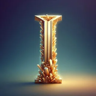 Gold crystal — letter I (variant 2)