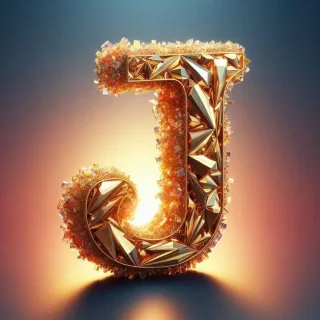 Gold crystal — letter J (variant 2)