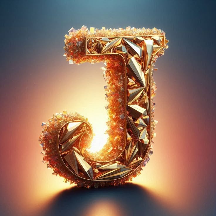 Gold crystal — letter J (variant 2)