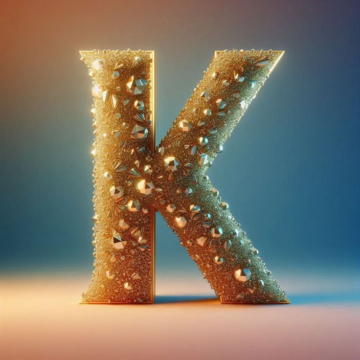 Gold crystal — letter K