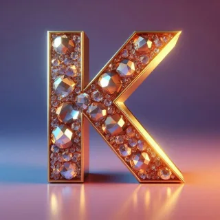 Gold crystal — letter K (variant 2)