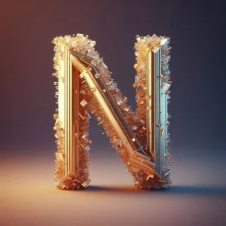 Gold crystal — letter N (variant 2)