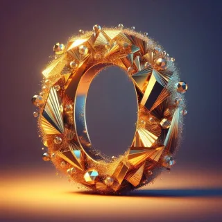 Gold crystal — letter O (variant 2)