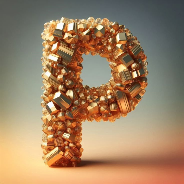 Gold crystal — letter P