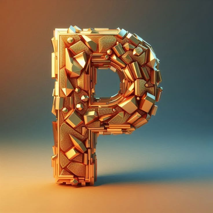 Gold crystal — letter P (variant 2)