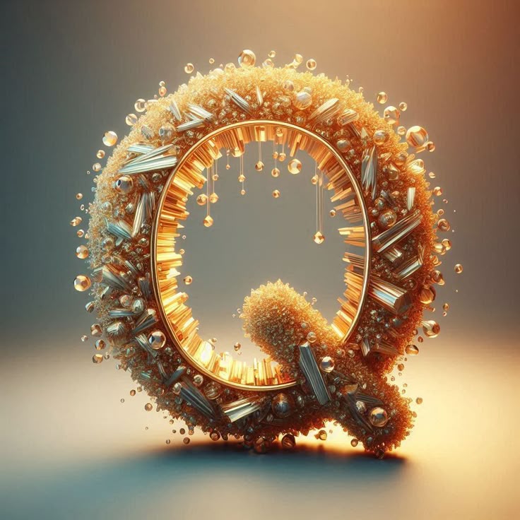 Gold crystal — letter Q (variant 2)