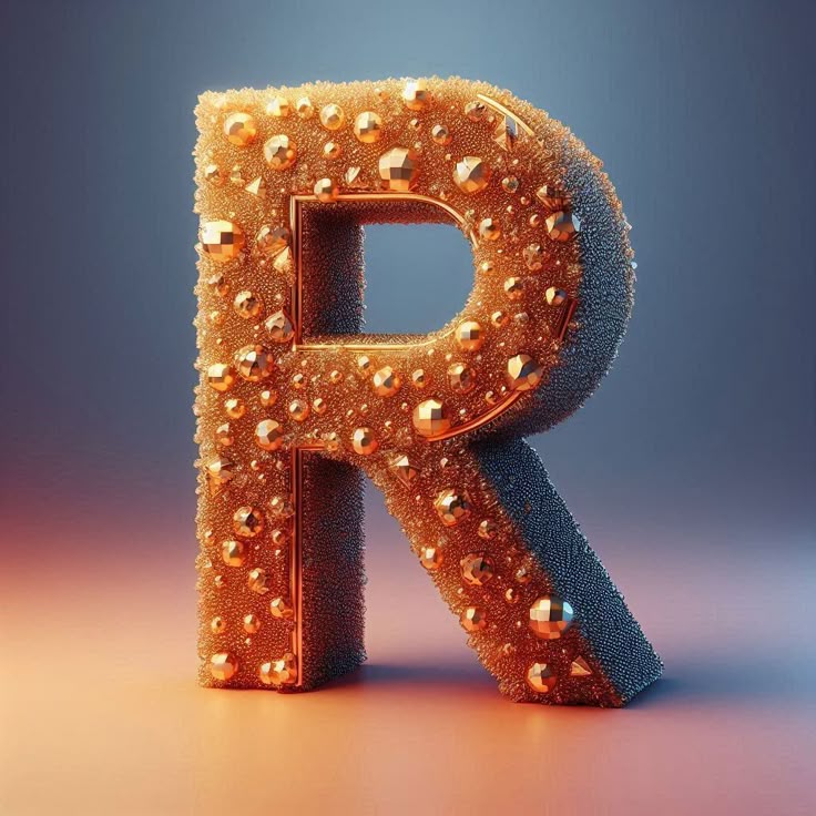 Gold crystal — letter R (variant 2)