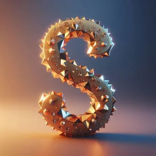 Gold crystal — letter S