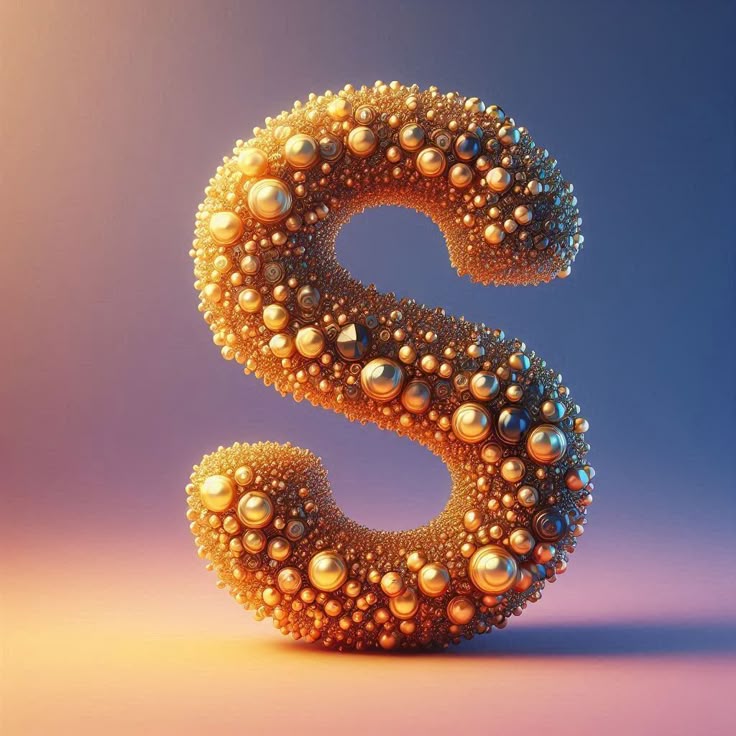 Gold crystal — letter S (variant 2)