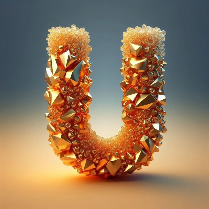 Gold crystal — letter U