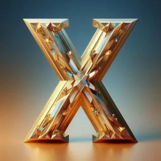 Gold crystal — letter X