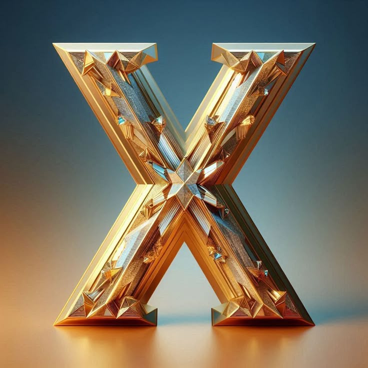Gold crystal — letter X