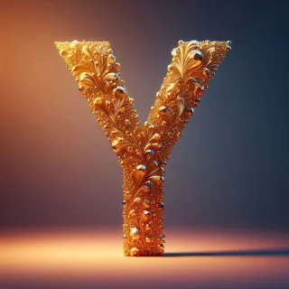 Gold crystal — letter Y