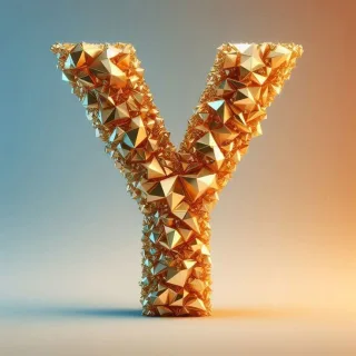 Gold crystal — letter Y (variant 2)