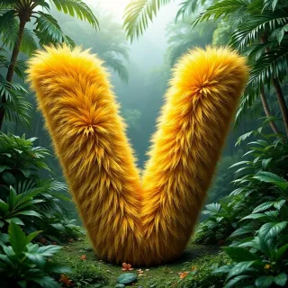 Gold fur — letter V