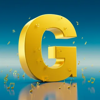 Gold music notes — letter G