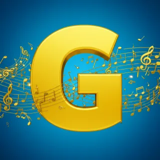 Gold music notes — letter G (variant 2)