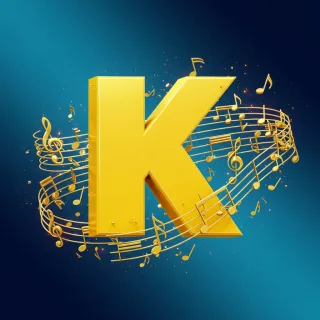 Gold music notes — letter K