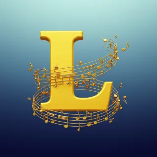 Gold music notes — letter L