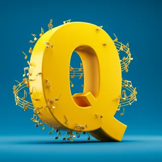 Gold music notes — letter Q
