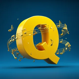 Gold music notes — letter Q (variant 2)