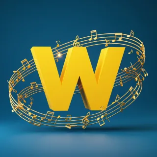 Gold music notes — letter W