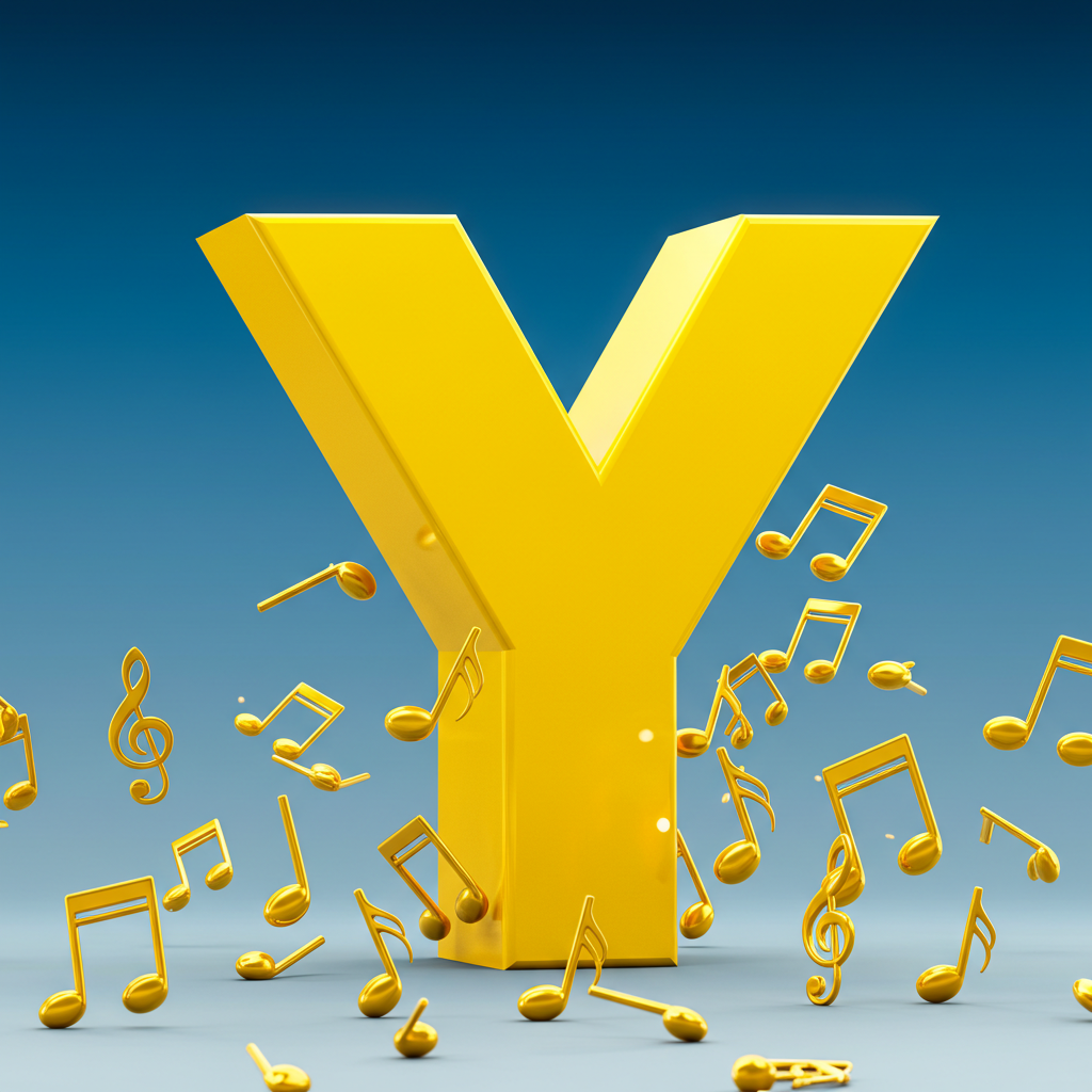 Gold music notes — letter Y