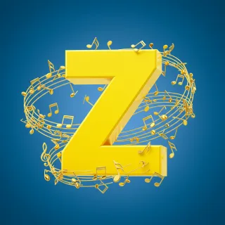 Gold music notes — letter Z