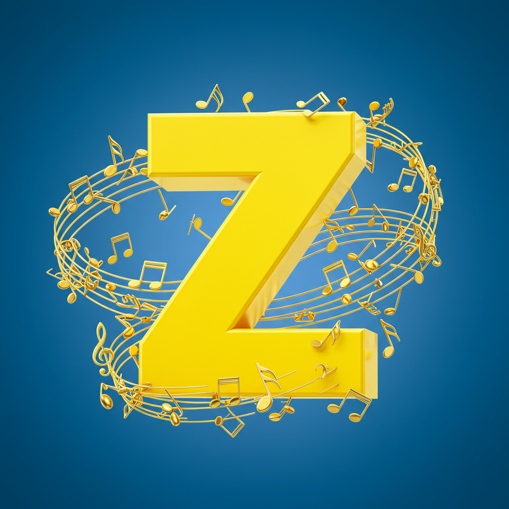 Gold music notes — letter Z