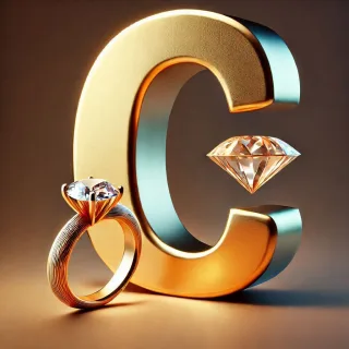 Gold ring — letter C